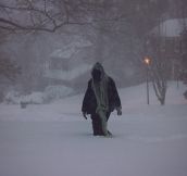 Convinced Husband To Go Out In A Blizzard Dressed As Death, Neighbors Stared