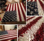 American Flag Made Out Of Over 4,000 Spray Painted Toy Soldiers