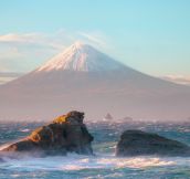 Mount Fuji as seen from the sea