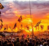The sunset at Glastonbury Festival on Saturday was incredible