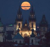 Full moon above Prague