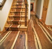 Stairs and floor made from a tree downed by Hurricane Sandy
