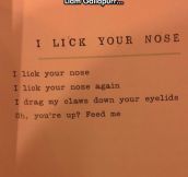 I Lick Your Nose Poem
