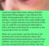 Hotel Staff Is Stunned When Cop Drops Off Beaten Up Mom & Kids With No Money. But She Never Knew They’d Do This.