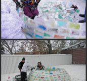 Building A Coloured Ice Igloo