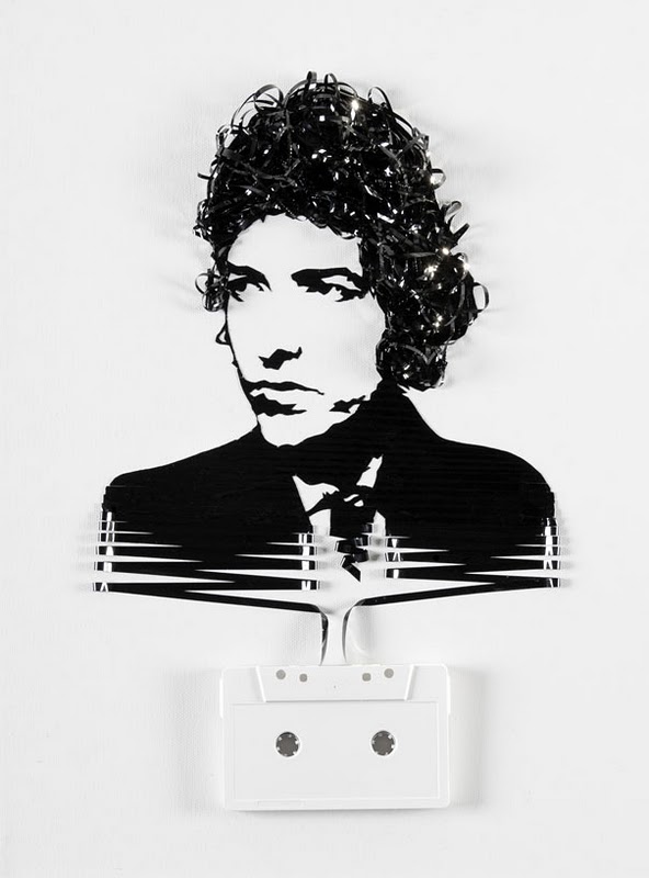 Bob Dylan Erika Simmons Creates Amazing Celebrity Portraits with Cassette Tapes (34 Pics)