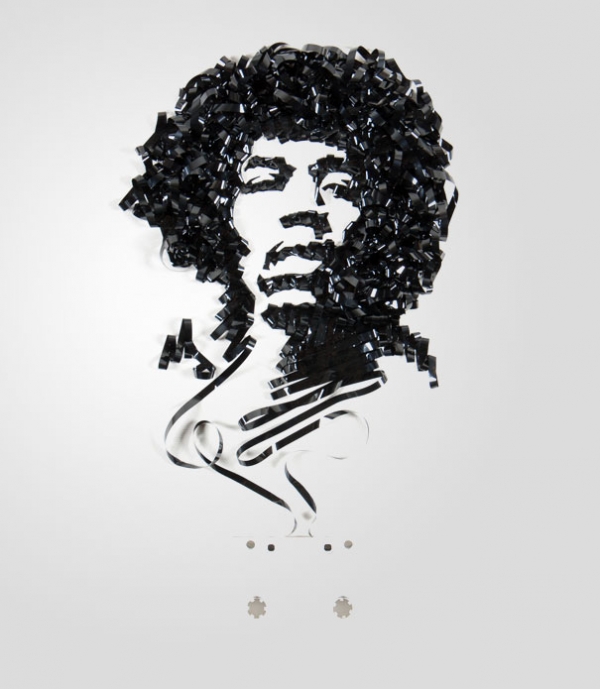 Jimi Hendrix Erika Simmons Creates Amazing Celebrity Portraits with Cassette Tapes (34 Pics)