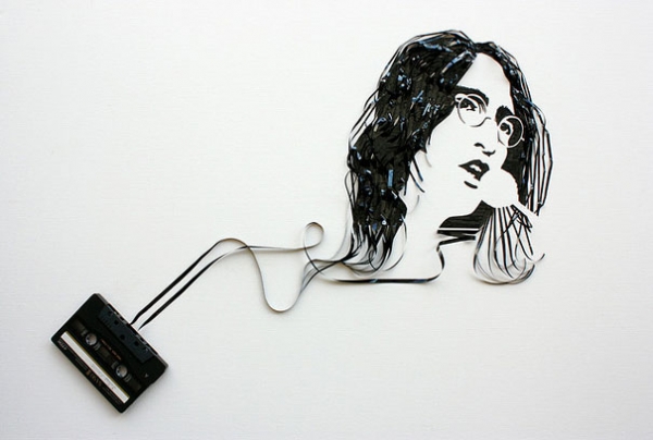 John Lennon Erika Simmons Creates Amazing Celebrity Portraits with Cassette Tapes (34 Pics)