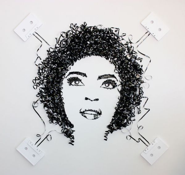 Lauryn Hill Erika Simmons Creates Amazing Celebrity Portraits with Cassette Tapes (34 Pics)