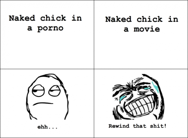not the same 630x465 Naked Chick: In a porno VS. In a movie