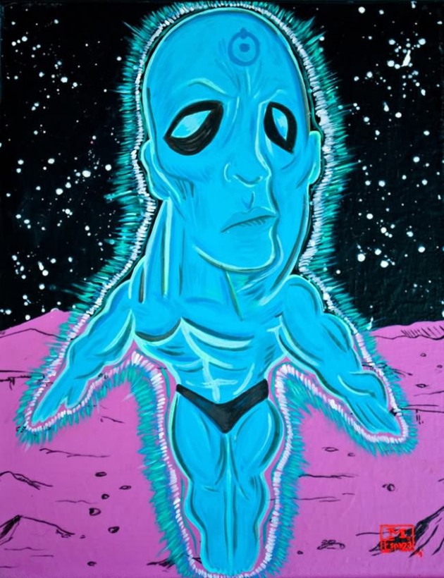 Doctor Manhattan Painting 630x820 What If Picasso Painted Superheroes?