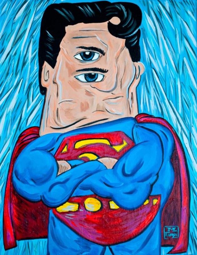 Super Man Painting 630x814 What If Picasso Painted Superheroes?