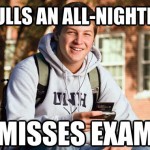 pulls an all-nighter