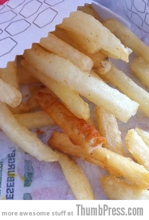 Finding a curly fry in your order of regular fries