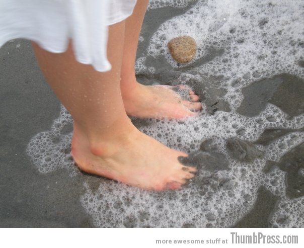 The feeling of sand between your toes