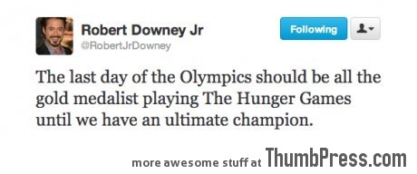 Robert Downey on last day of Olympics