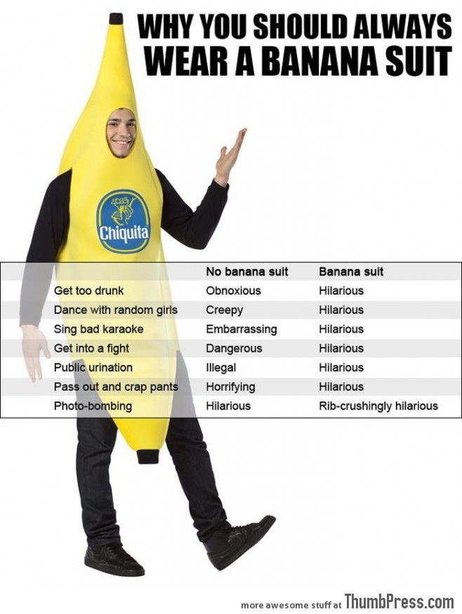 Why you should always wear a banana suit.