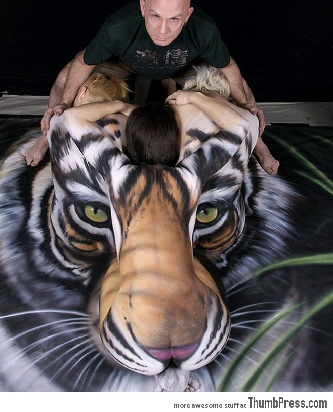 Awesome tiger body art!