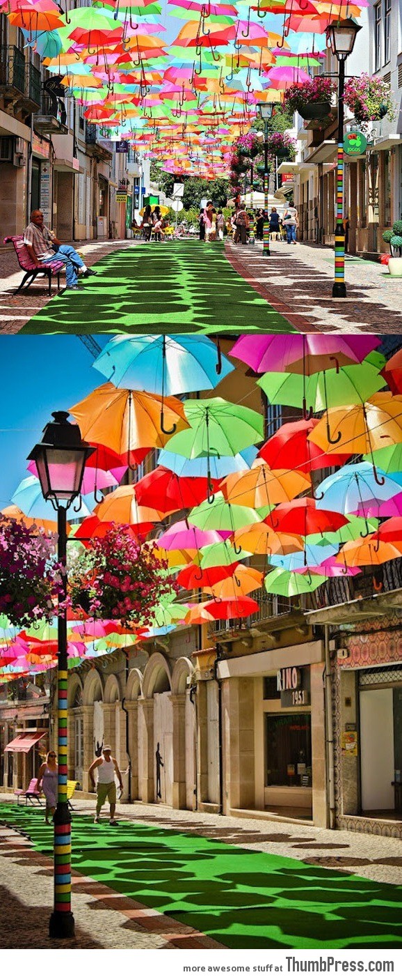 Umbrella street in Portugal