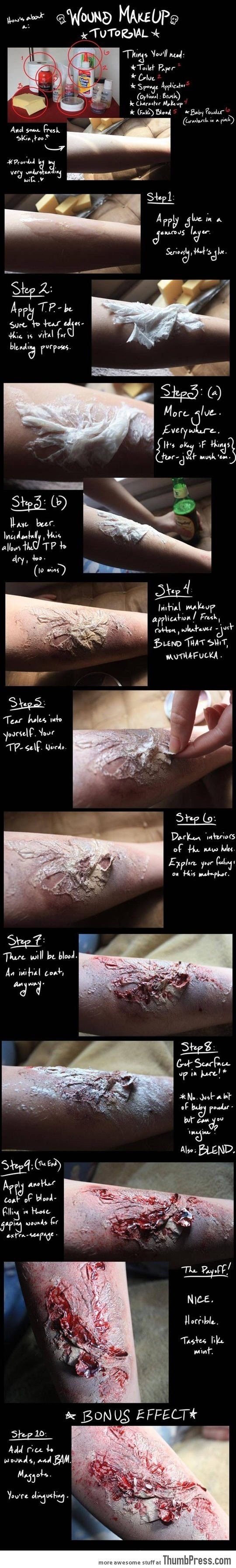 Make up Tutorial - How to make artificial wound