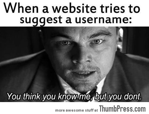 When a website tries to suggest a username