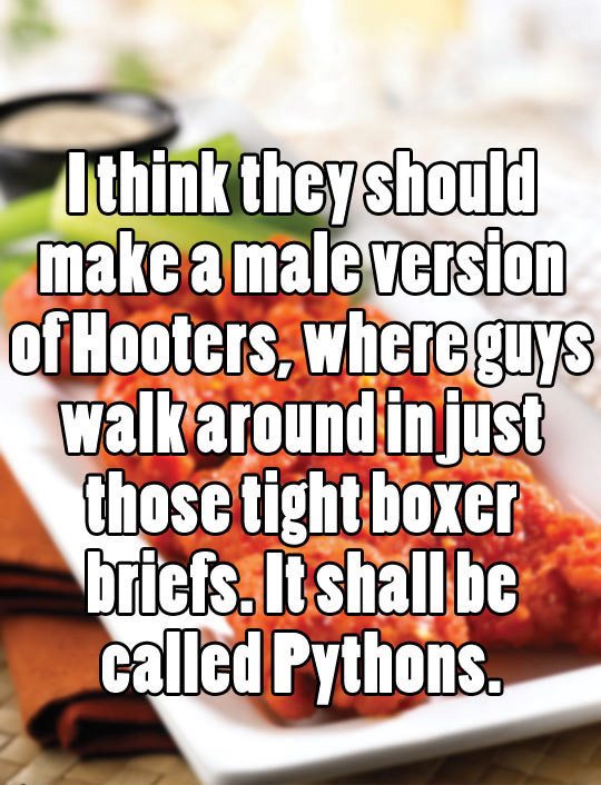 A male version of Hooters…