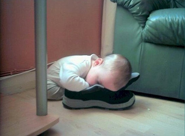 And they often fall asleep with their shoes on.
