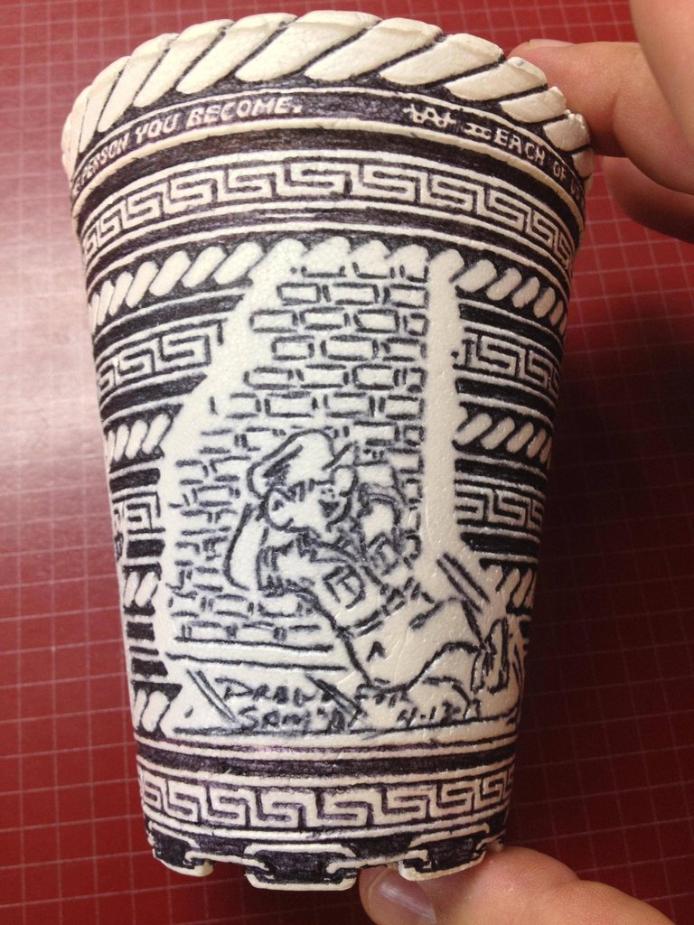 Insane Skills Awesome Art Found On A Styrofoam Cup (11 Pics)
