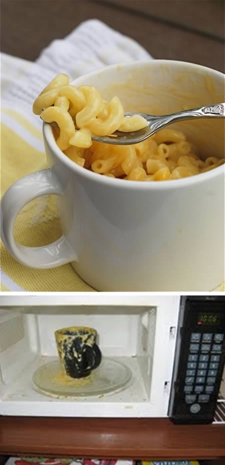 Hilarious Pinterest Fails — Microwaved Mac and Cheese