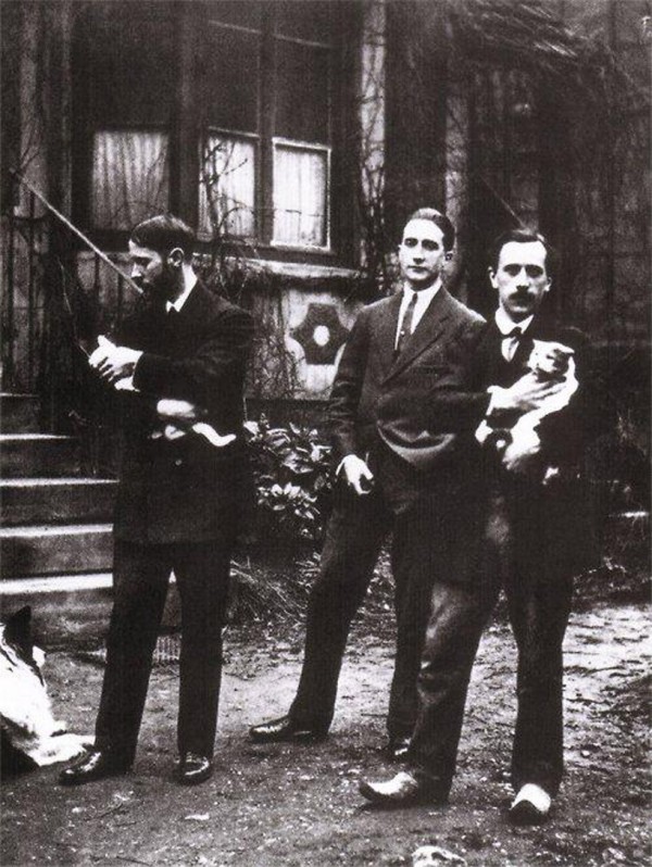 Jacques Villon, Marcel Duchamp, and Raymond Duchamp-Villon and their cats