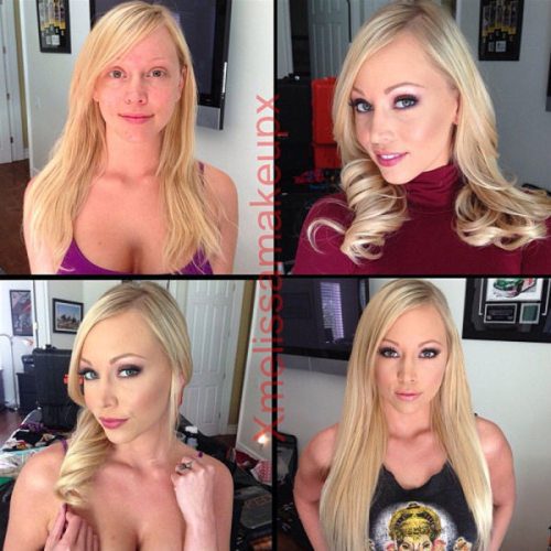 Adult entertainment stars before & after their makeup — Brea Bennett