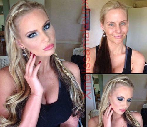 Adult entertainment stars before & after their makeup — Pheonix Marie
