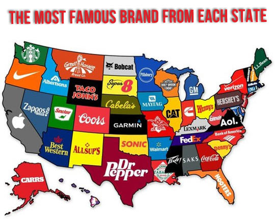 The most famous brand each state has created…