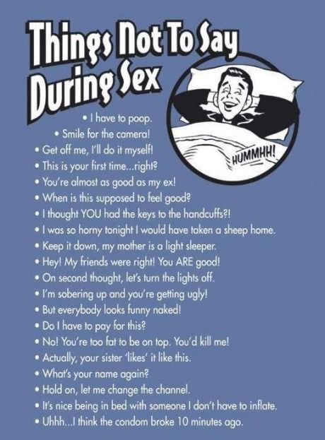 Things not to say during sex...