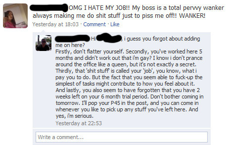 This is why you shouldn’t allow your boss to be your Facebook friend