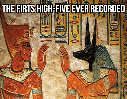 The first high five in history…
