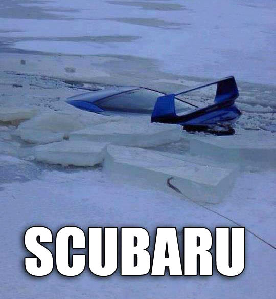 funny-Subaru-frozen-lake-sink