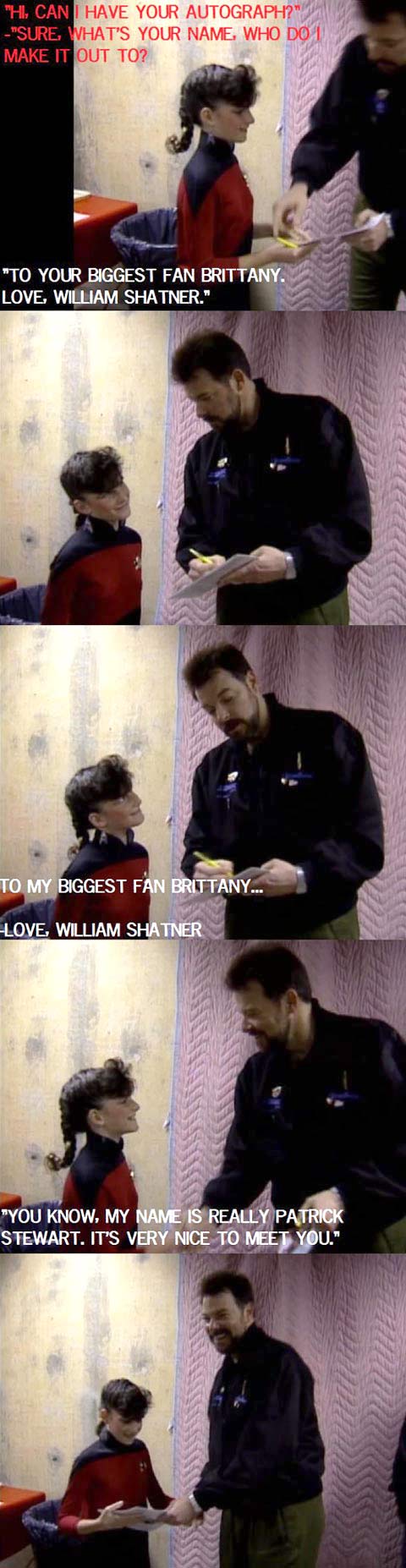 Captain Jean-Luc Picard encounters a Star Trek fan…