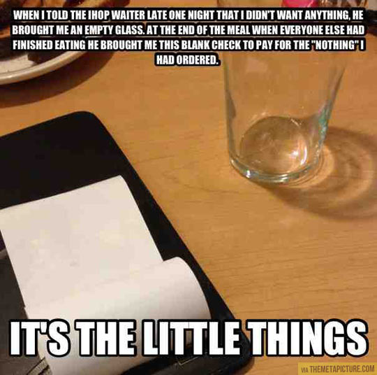 A waiter with a sense of humor…