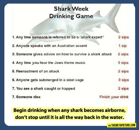 Shark Week Drinking Game…
