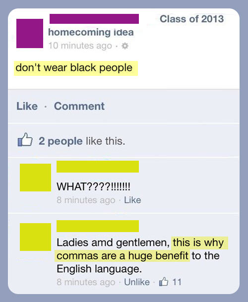 Use commas, people….