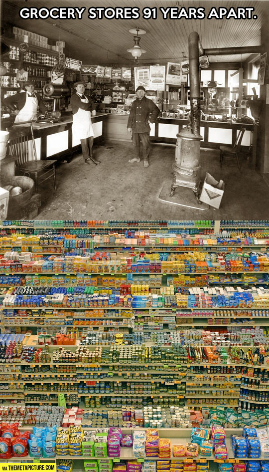 Grocery stores 91 years apart…