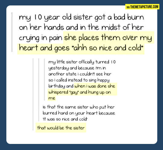 Sassy sister strikes again…