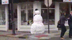 Old woman starts spot sprinting after being scared by snowman...