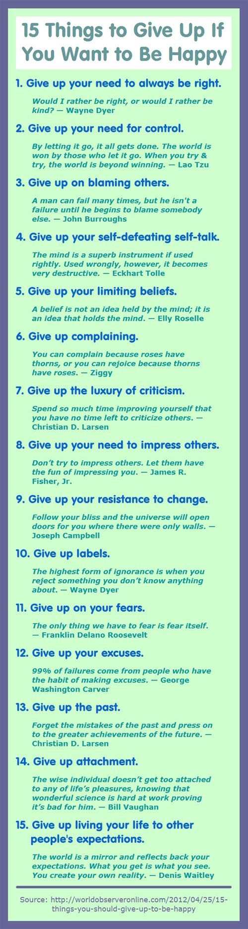 Things to give up if you want to be happy…
