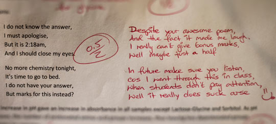 Student uses poetry, it’s not very effective…