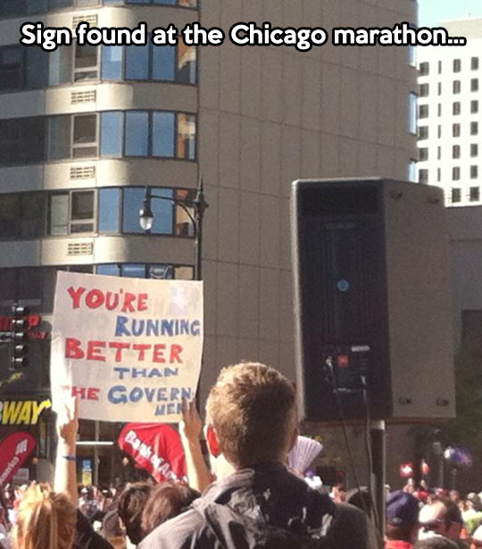 Sign at the Chicago Marathon…