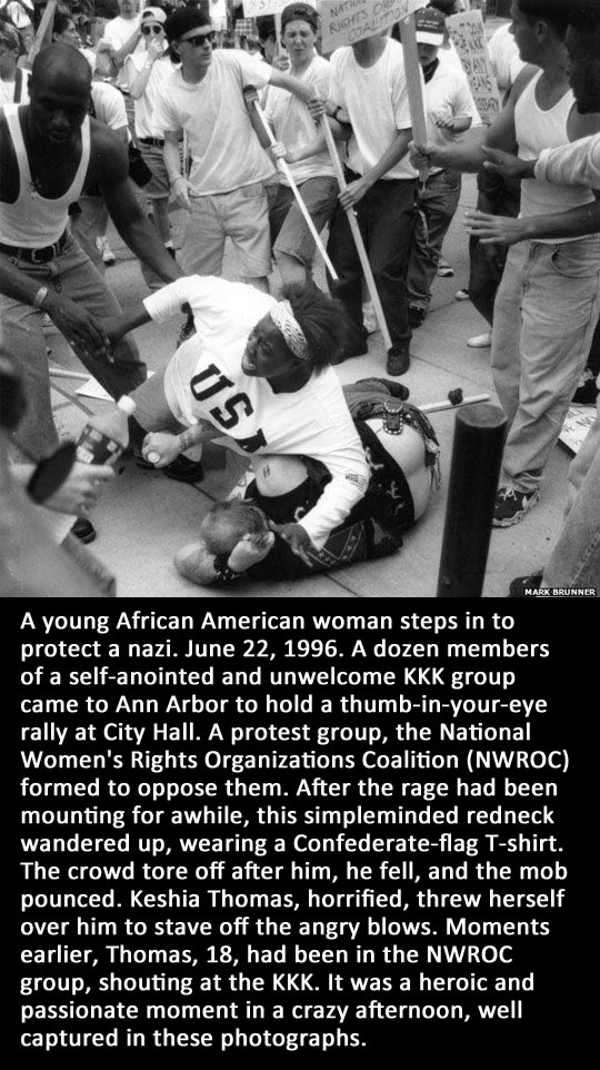 Woman saves man from mob…