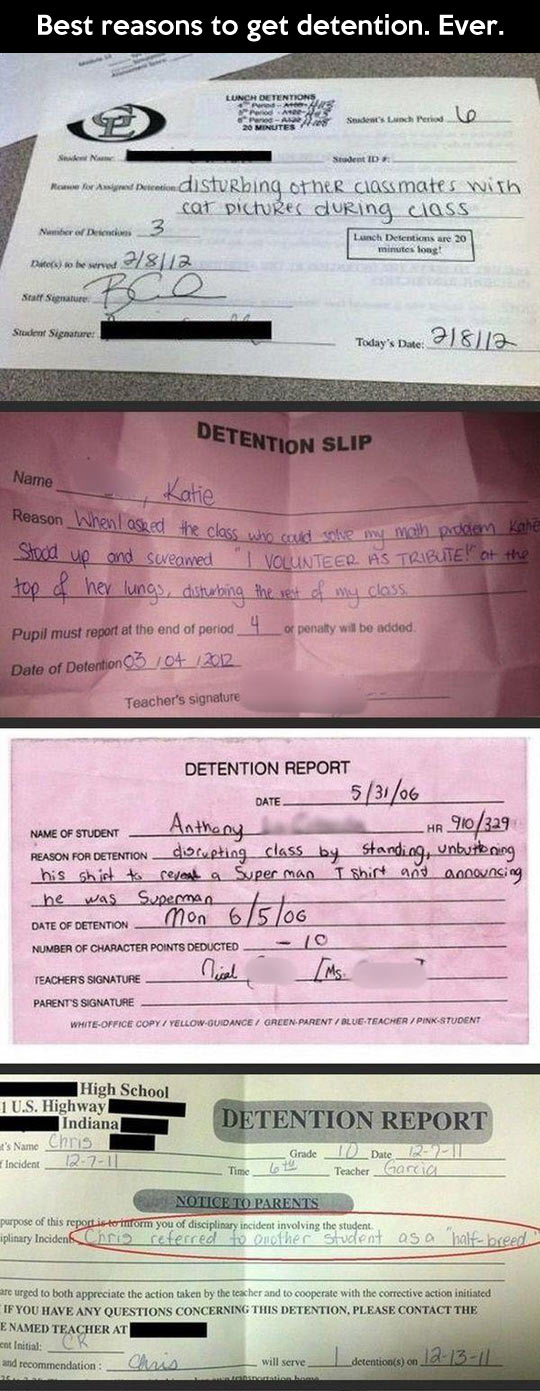 Best reasons to get detention...