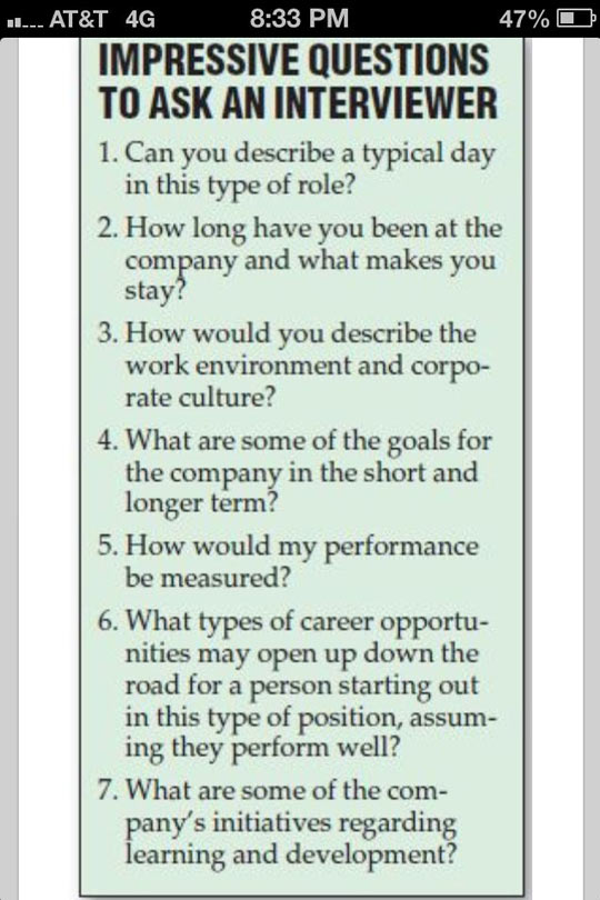 Questions to ask an interviewer…